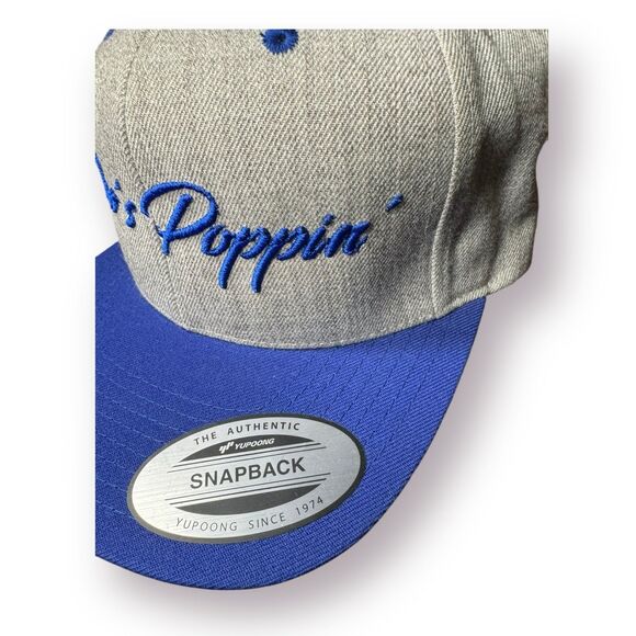 Who’s‎ Poppin’ Snapback Adjustable Hat Grey/Blue/Green BNWT - Picture 2 of 5